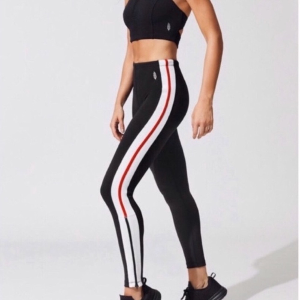 Free People Black Leggings with Bold Stripes